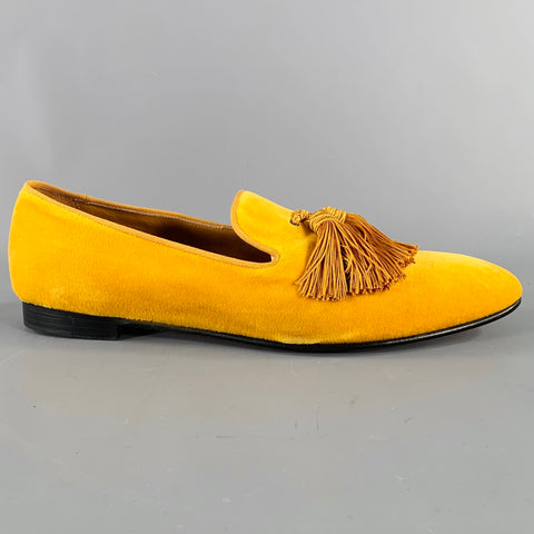 SUPERGLAMOUROUS Size 12 -Louis- Mustard Yellow Velvet Slip On Loafers