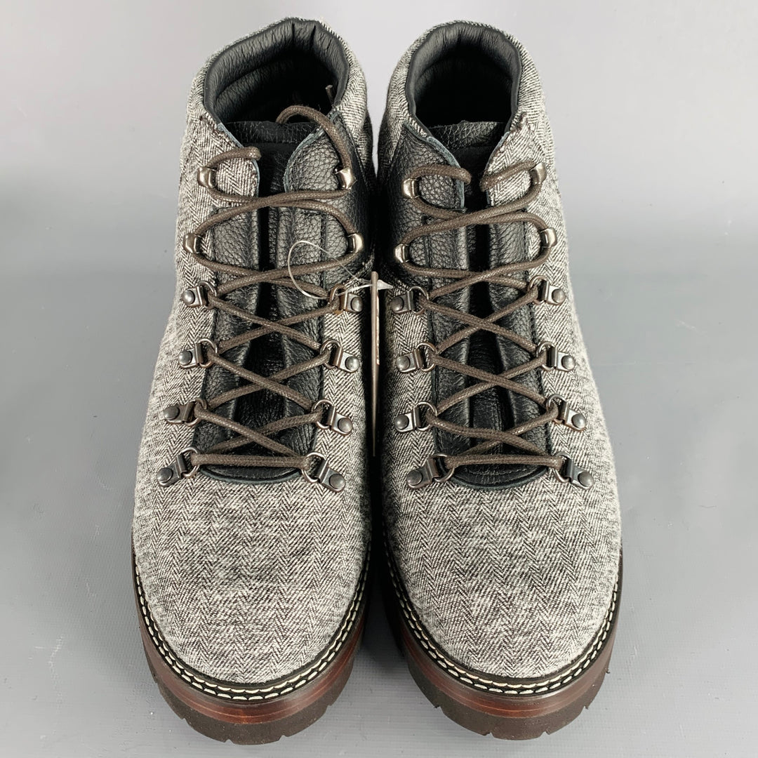 MONTELLIANA Size 13 Tom Hiker Grey Black Tweed Wool Hiking 