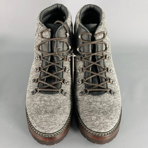 Bottes de randonnée Montelliana montantes en laine tweed grise et noire, taille 13