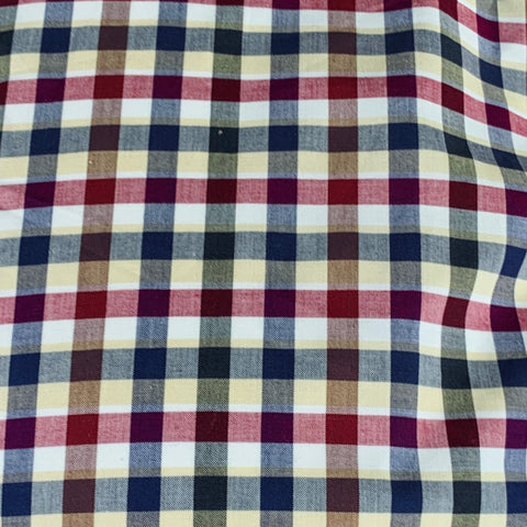 ETRO Size L Navy Burgundy Checkered Cotton Button Up Long Sleeve Shirt