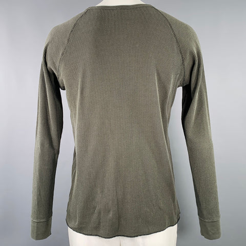 NUMBER (N)INE Size L Green Waffle Knit Cotton Crew Neck T-shirt