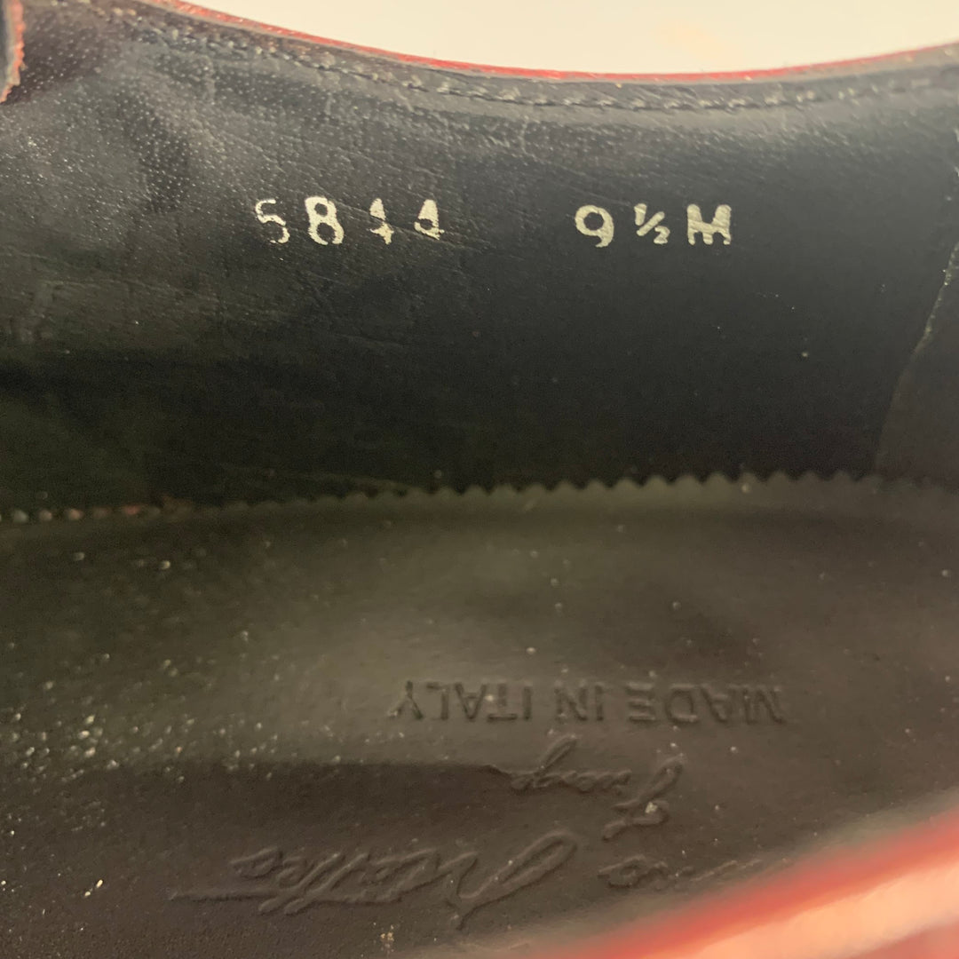 MASSIMO MATTEO Size 9.5 Burgundy Crackled Leather Monk Strap Loafers