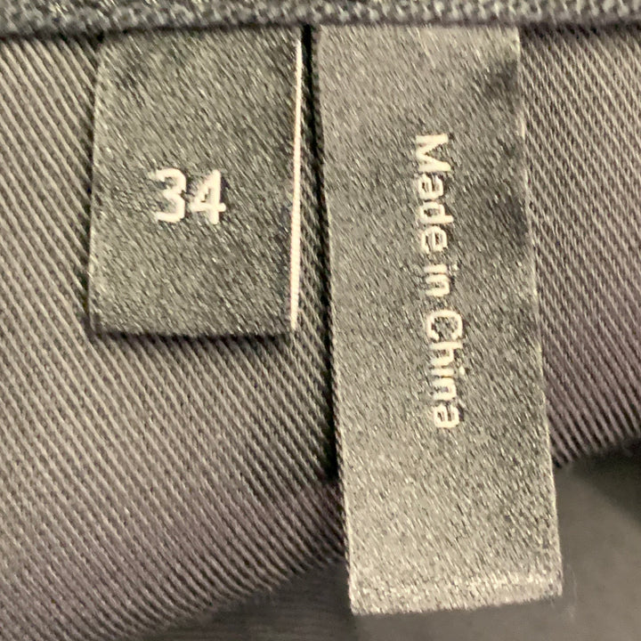 THEORY Size 34 Logan Navy Waffle Textured Polyester Blend Tapered Dress Pants