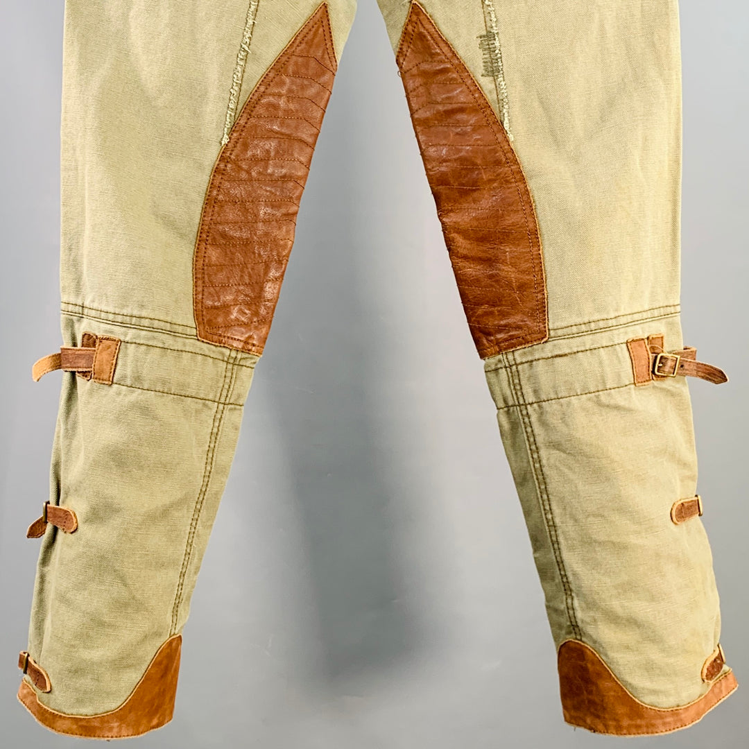 POLO by RALPH LAUREN Size 32 Olive Brown Linen Blend Jodhpurs Zip Fly Casual Pants