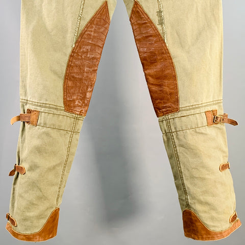 POLO by RALPH LAUREN Size 32 Olive Brown Linen Blend Jodhpurs Zip Fly Casual Pants