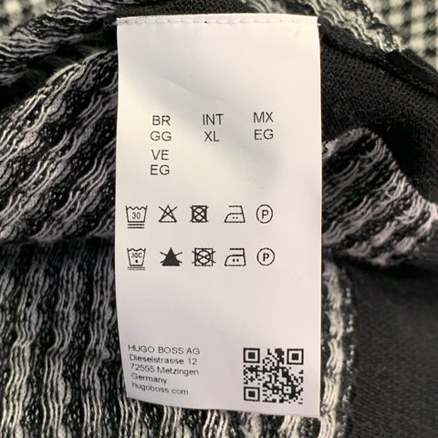 HUGO BOSS Size XL Black White Houndstooth Cotton Crew Neck Pullover
