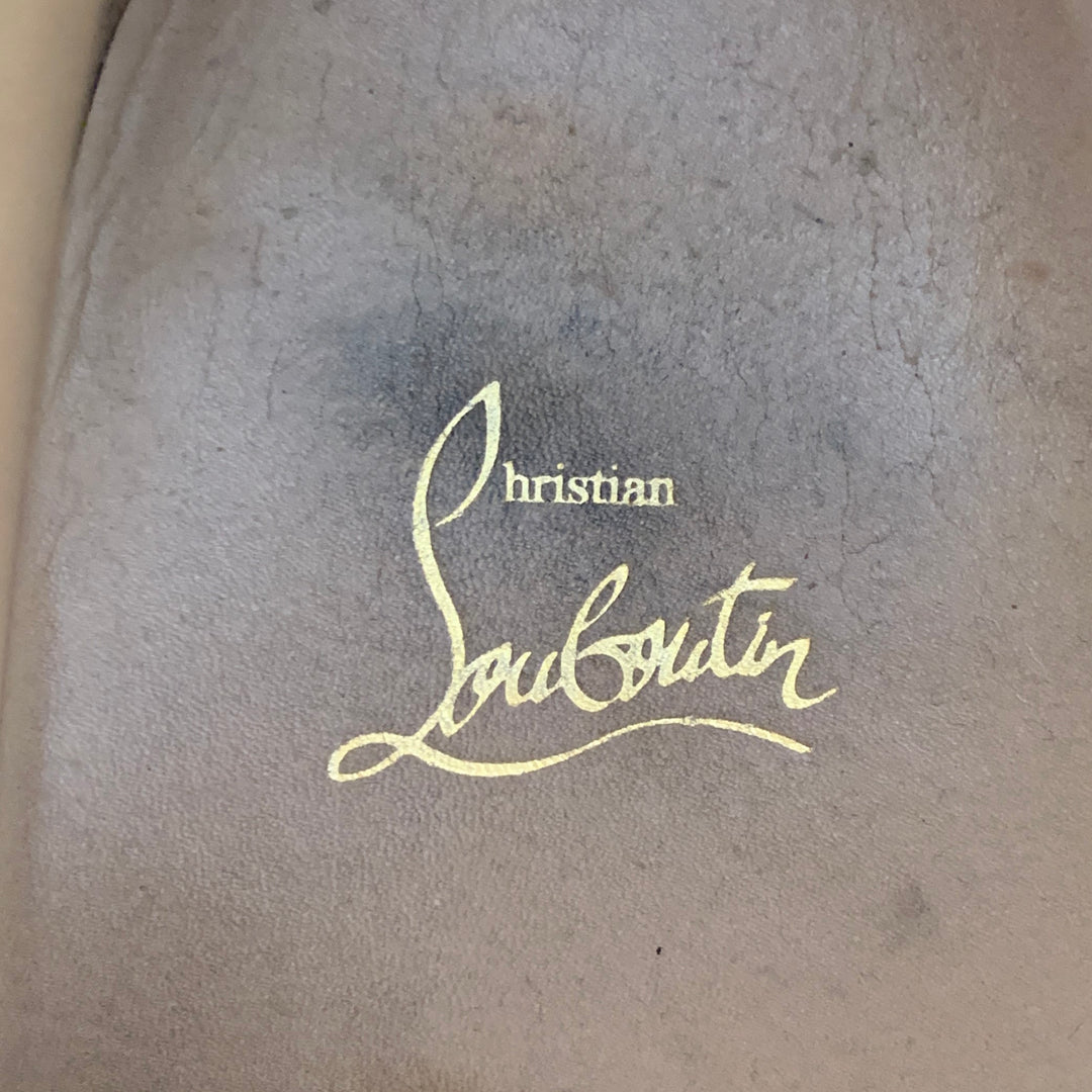 CHRISTIAN LOUBOUTIN Size 13 Louis Black Leather High Top Lace-Up Sneakers