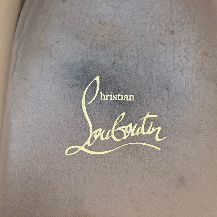 CHRISTIAN LOUBOUTIN Size 13 Louis Black Leather High Top Lace-Up Sneakers