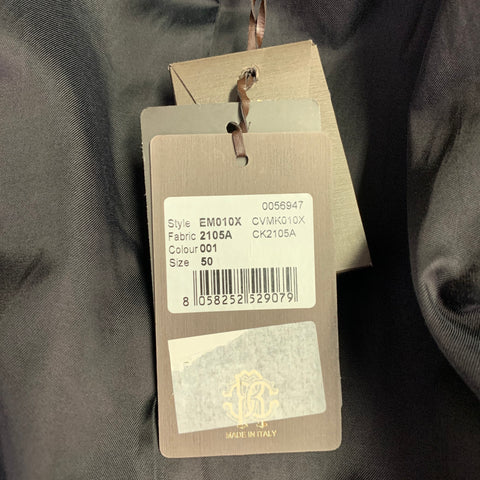 ROBERTO CAVALLI Size 40 Black Grey Snake Jacquard Wool Silk Sport Coat