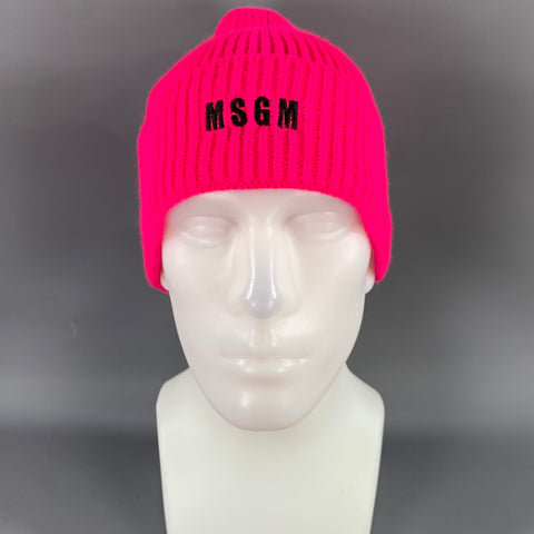 MSGM Size One Size Pink Ribbed Knit Acrylic Hats