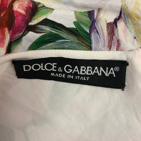 DOLCE & GABBANA Size 10 Multi Color Floral V-Neck Dress