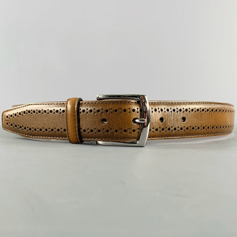 ALLEN EDMONDS Size 36 Taupe Perforated Leather Belt