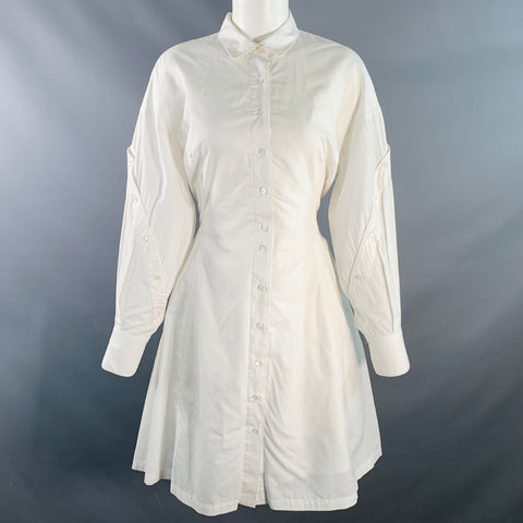 JOIE Size S White Cotton Knee Length Bishop Sleeve Shirt Dress