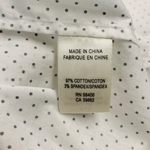 THEORY Size S White Black Dots Cotton Button Up Long Sleeve Shirt