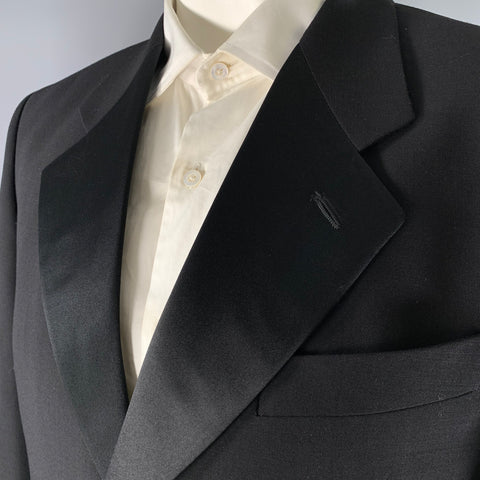 GIORGIO ARMANI Size 42 Black Wool Notch Lapel Tuxedo