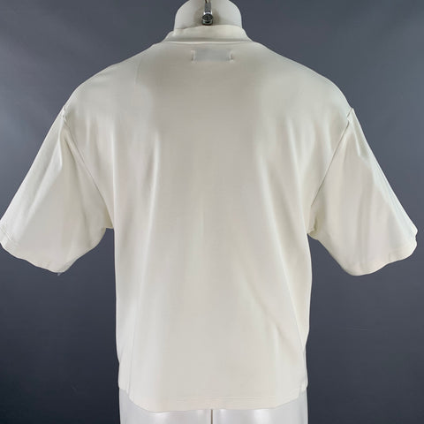 PYER MOSS Size L Off White Graphic Viscose Blend Cropped T-shirt