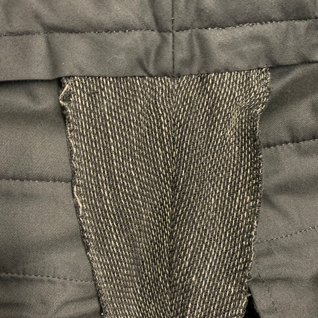 ISSEY MIYAKE Size L Black Grey Woven Hemp Blend Notch Lapel Suit