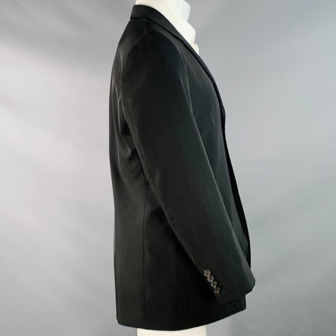 PRADA Size 40 Regular Black Polyester Blend Notch Lapel Three Button Sport Coat