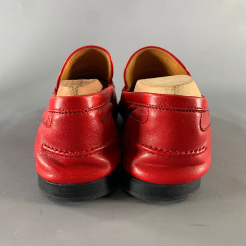 GUCCI Size 9.5 Red Solid Leather Slip On Loafers