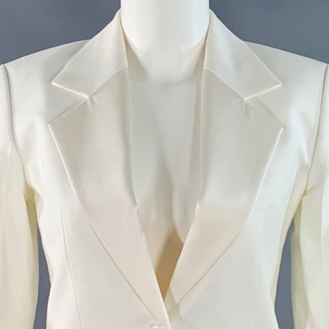 HELMUT LANG Size 0 Cream Viscose Cotton Woven Jacket Blazer