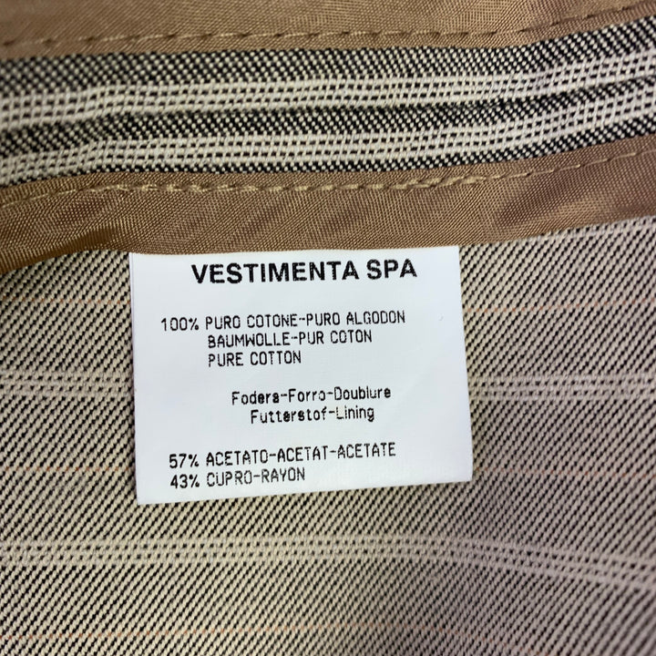 VESTIMENTA Size 42 Taupe White Stripe Cotton Notch Lapel Sport Coat