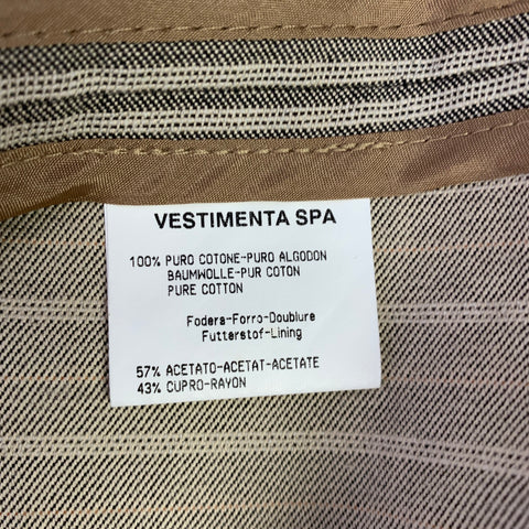 VESTIMENTA Size 42 Taupe White Stripe Cotton Notch Lapel Sport Coat