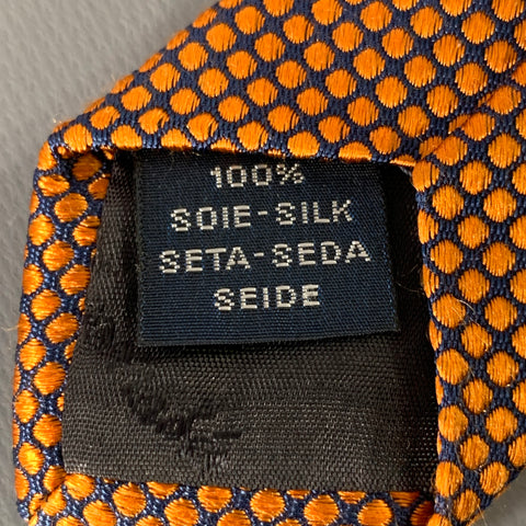 FACONNABLE Orange Black Dots Silk Tie