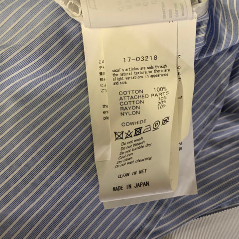 SACAI SS2017 Size M Blue White Cotton Blend Dress