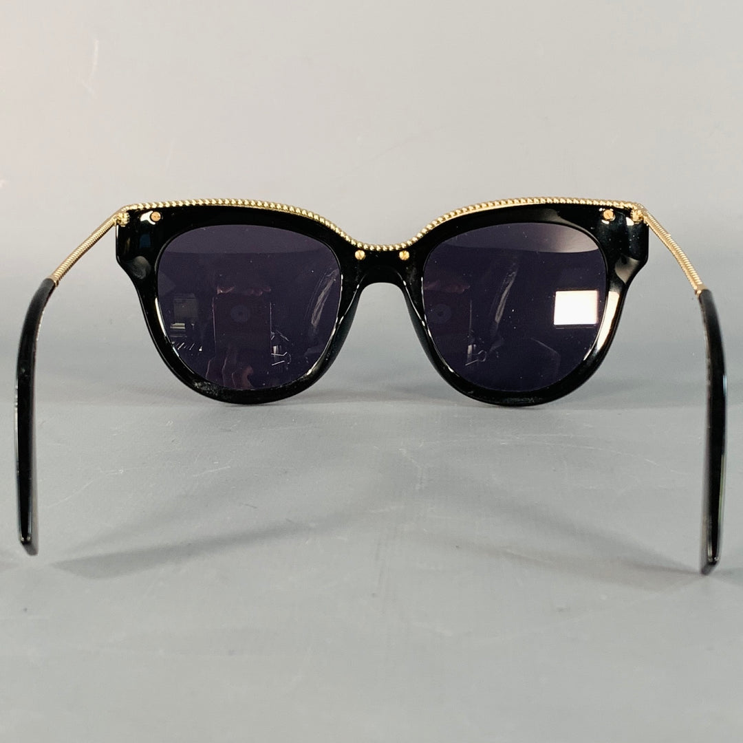 MARC JACOBS Black Gold Acetate Metal Oversized Round Sunglasses