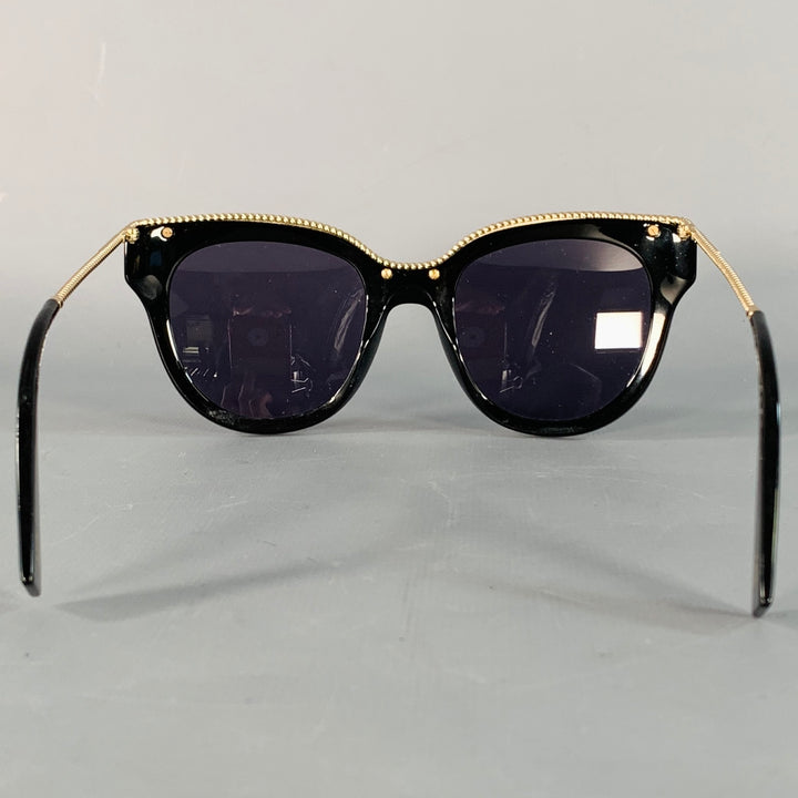 MARC JACOBS Black Gold Acetate Metal Oversized Round Sunglasses