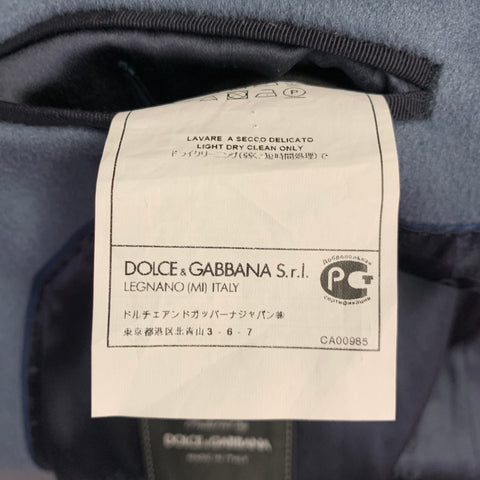 DOLCE & GABBANA Size 48 Blue Wool Cashmere Hidden Buttons Coat