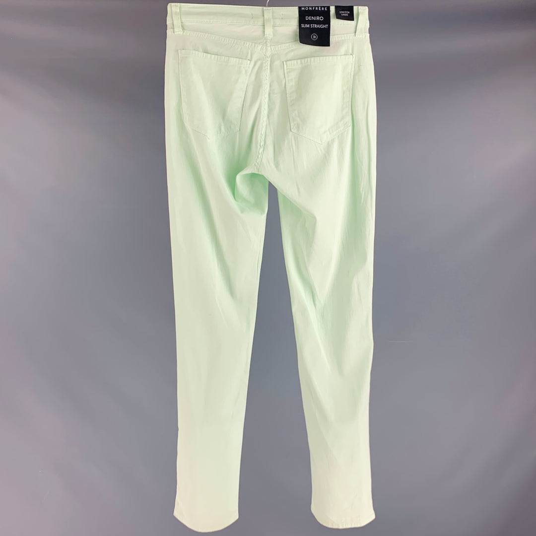 MONFRERE Size 31 Mint Green Cotton Blend Slim Cut Casual Pants