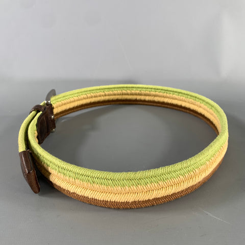 ETRO Size Green Brown Stripe Viscose Belt