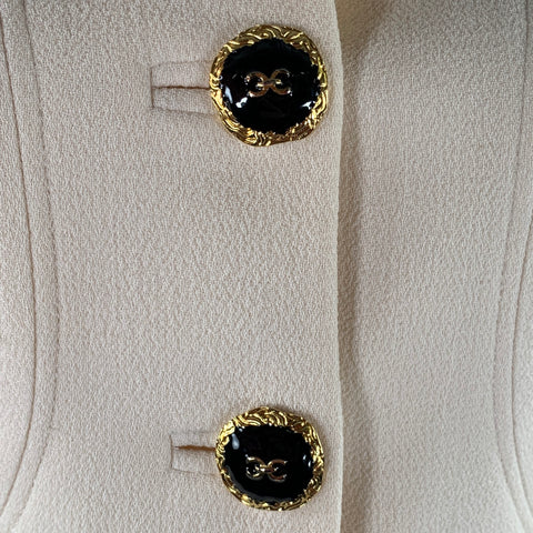 AZADEH Size M Cream Black Silk Blend Coat