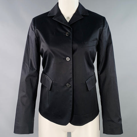 JIL SANDER Size 2 Black Cotton Blend Button Up Jacket Blazer