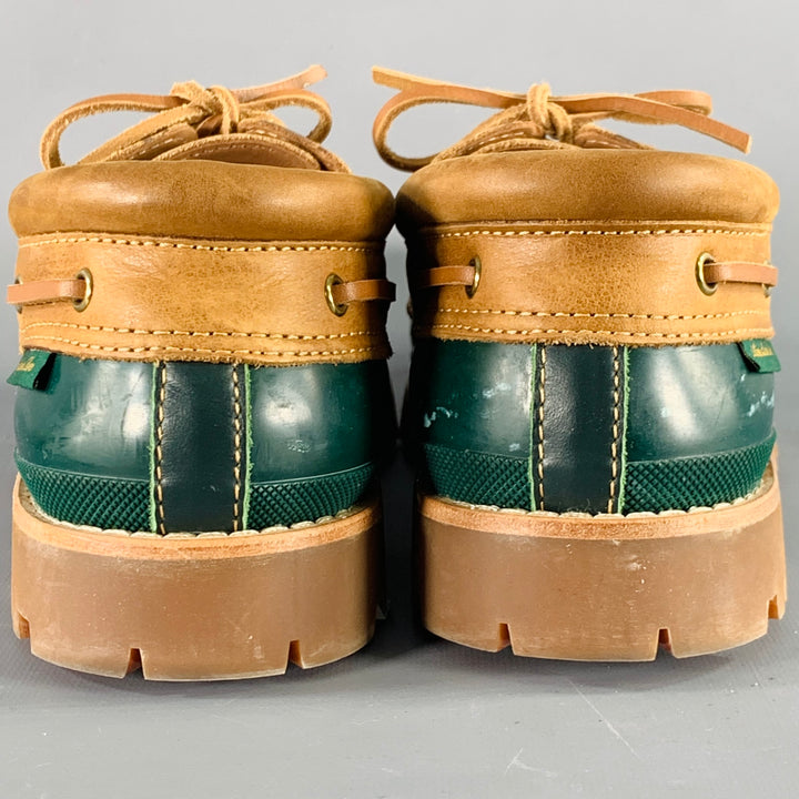 AIME LEON DORE Size 12 Papia Moc Green Brown Rubber Lace-Up Boots