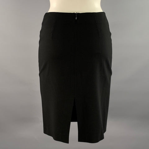 GIORGIO ARMANI Size 2 Black Wool Pencil Knee-Length Skirt
