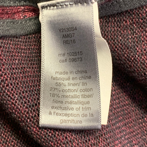 JOHN VARVATOS Size M Burgundy Linen Cotton Metallic Notch Lapel Cardigan