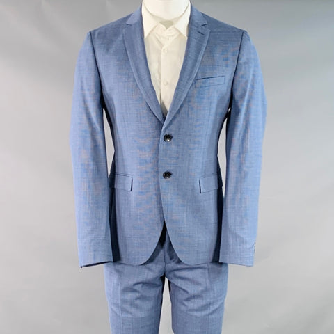 HUGO BOSS Size 40 Blue Houndstooth Virgin Wool Single Breasted Notch Lapel Suit