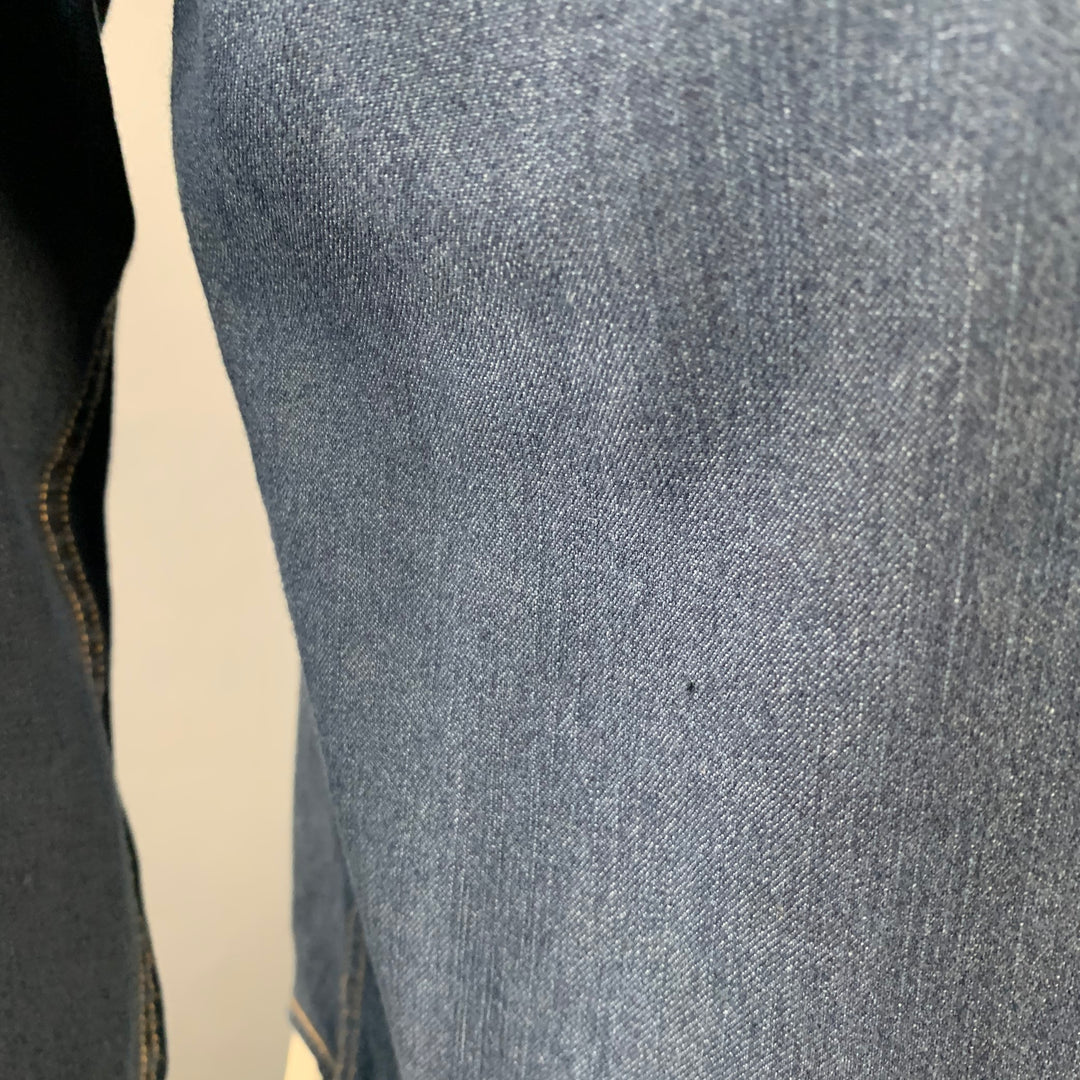 BILLY REID Size XL Shoals Blue Indigo Contrast Stitch Cotton Snaps Long Sleeve Shirt