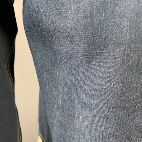 BILLY REID Size XL Shoals Blue Indigo Contrast Stitch Cotton Snaps Long Sleeve Shirt