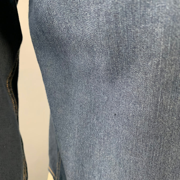 BILLY REID Size XL Shoals Blue Indigo Contrast Stitch Cotton Snaps Long Sleeve Shirt