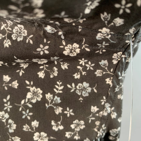 TOM FORD Size S Black White Floral Cotton Long Sleeve Shirt