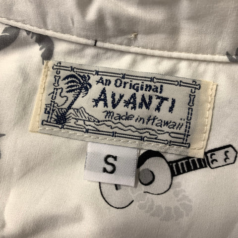 AVANTI Size S White Grey & Black Graphic Cotton Button Down Short Sleeve Shirt
