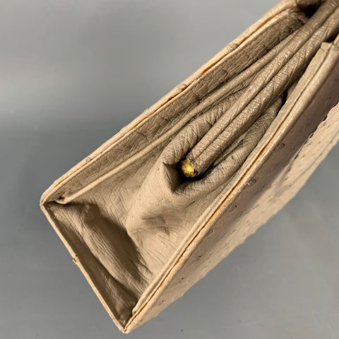 VINTAGE Gold Taupe Ostrich Leather Handbag