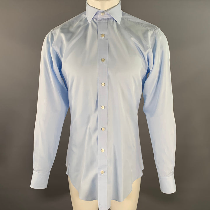 HAMILTON Size S Blue Light Blue Cotton Spread Collar Long Sleeve Shirt