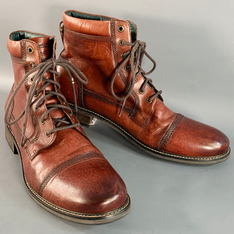 RODD & GUNN Size 13 Dobson Brown Leather Cap Toe Lace-Up Boots