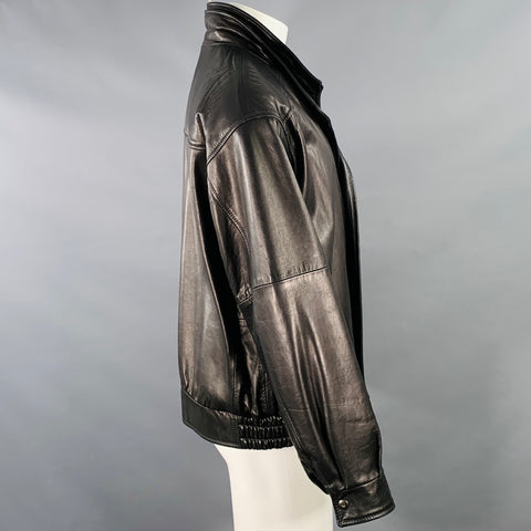 REMY CUIR Taille 40 Blouson en cuir noir zippé à boutons