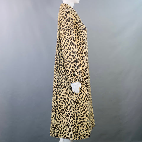 ROYAL BLIZZARD Vintage Size S Beige Polyester Blend Animal Print Hidden Buttons Coat