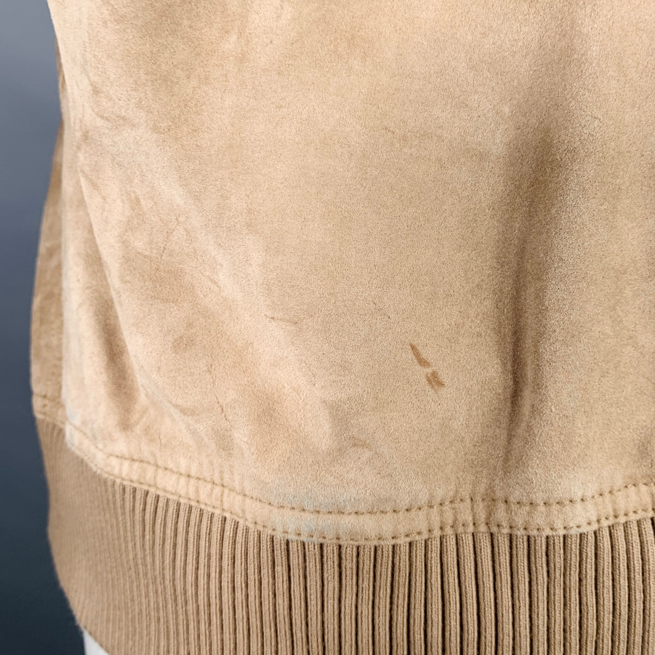 BALMAIN SS16 Size S Beige Calfskin Suede Hooded Asymmetrical Snaps